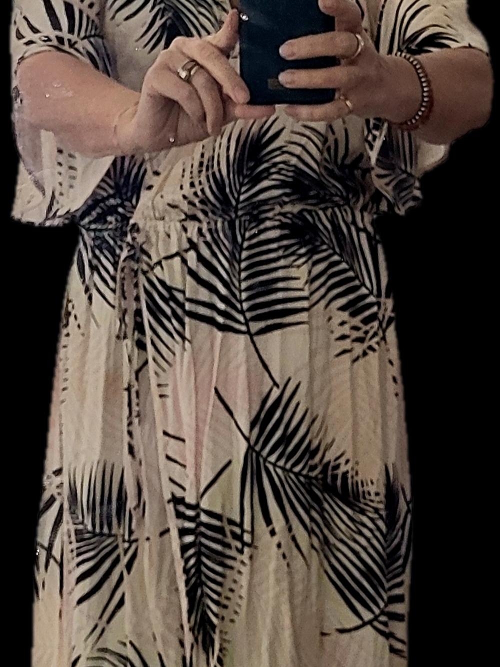 MINKPINK Lg Blush Maxi Dress with Black Palm Print - Picture 6 of 8
